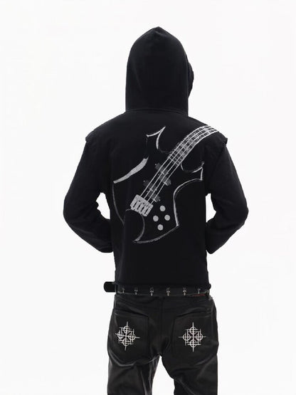 Silver Foil Dark Metallic Zip Hoodie【s0000018363】