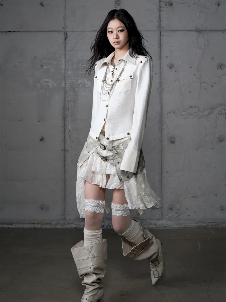 Asymmetrical multi-layer lace skirt【s0000013955】