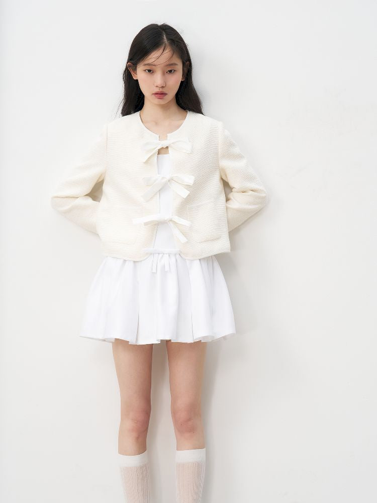 Bowknot Waisted A-line Puffy Short Dress【s0000011957】