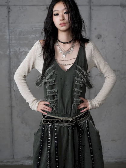 Workwear Vest-Style Maxi Dress【s0000013941】