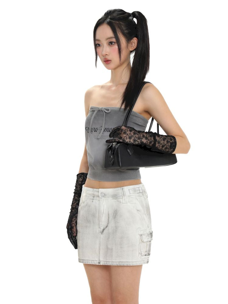 Drawstring Badge Printing Tie Bandage Tank Top【s0000008654】