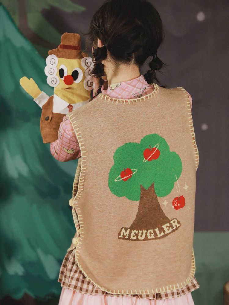 Apple Earth Toast Khaki Knit Vest【s0000005688】