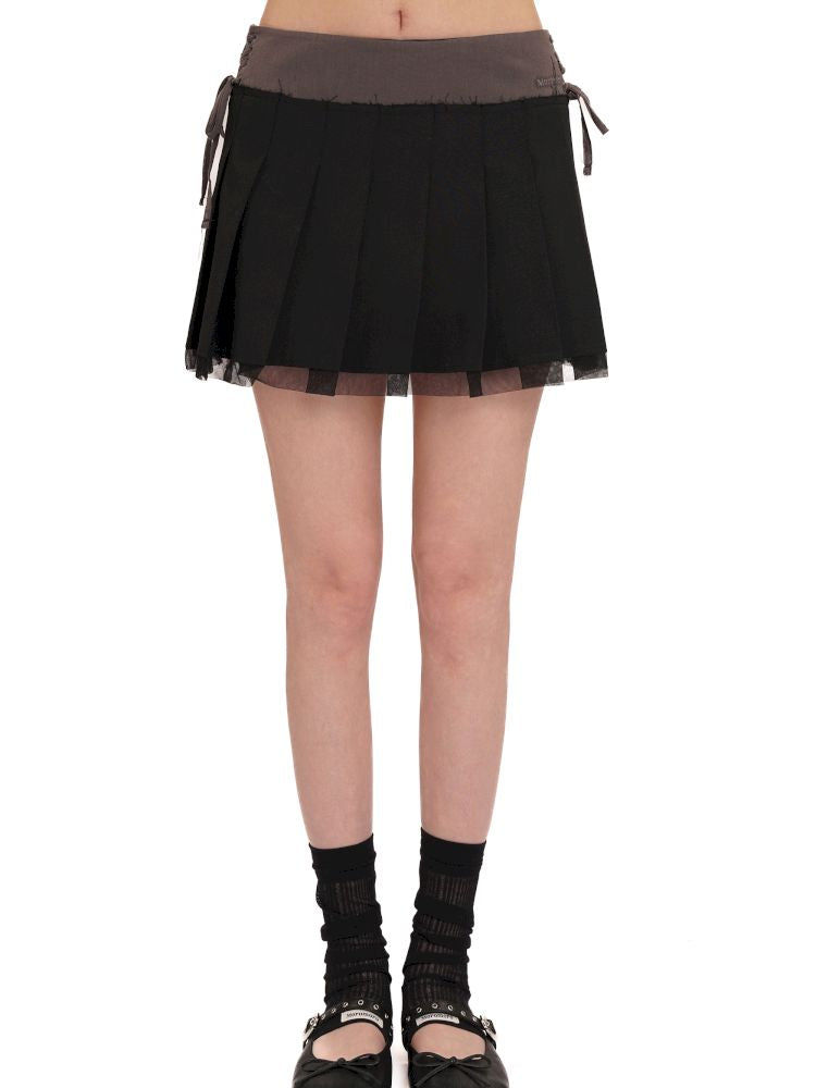 Hem Layered Mesh Pleated Skirt【s0000013431】