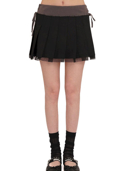 Hem Layered Mesh Pleated Skirt【s0000013431】