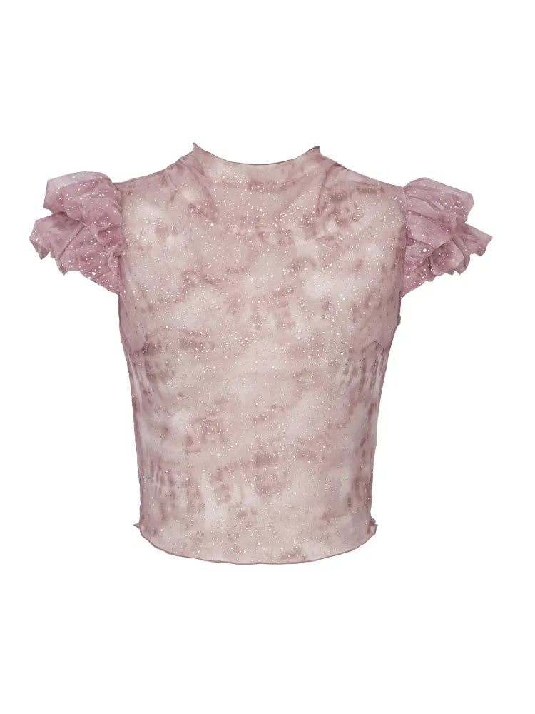 Butterfly Bandeau Mesh Base Jacket Two-Piece Set【s0000014030】