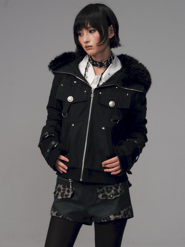 Vintage Sand Wash Detachable Hood Jacket【s0000014703】