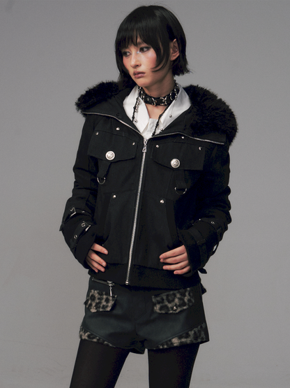 Vintage Sand Wash Detachable Hood Jacket【s0000014703】