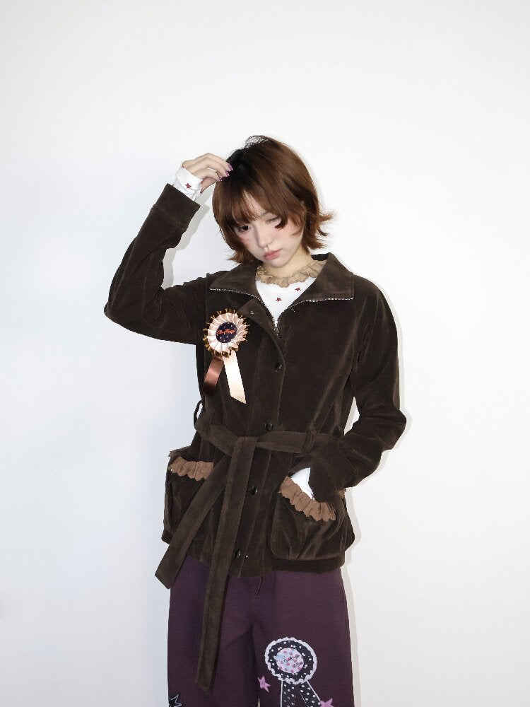 Vintage Badge Suede Patchwork Jacket【s0000018668】