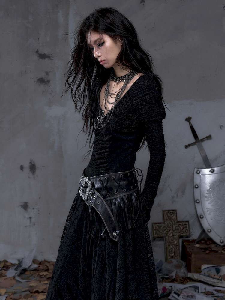 Lace Slimming Patchwork Knit Dress【s0000014467】