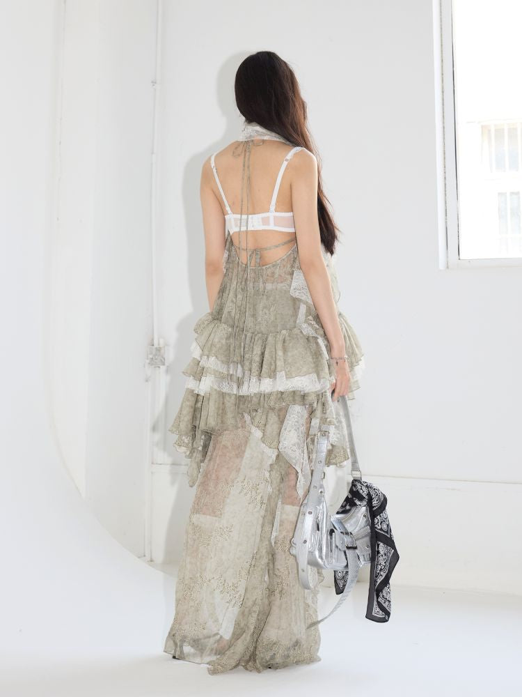 Embroidery Two Piece Neck Vest Dress【s0000013213】