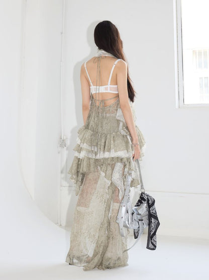 Embroidery Two Piece Neck Vest Dress【s0000013213】