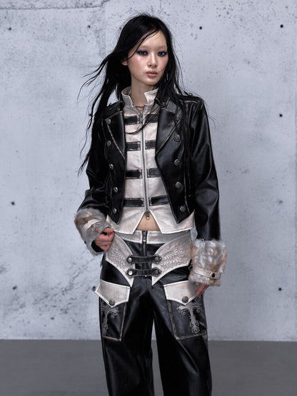 Fake Two Knight Leather Jacket【s0000015543】