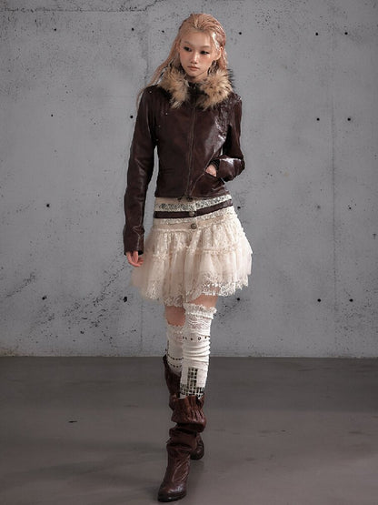 Riveted PU Leather Split Jacket【s0000019156】