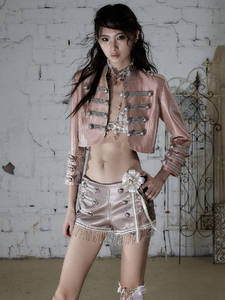 NO RCourt Punk Metal Chain Slim Shorts【s0000017236】