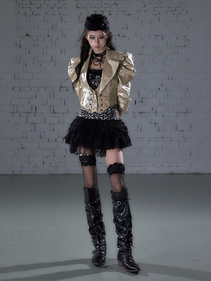 Rock Punk Large Lapel Leather Jacket【s0000015937】