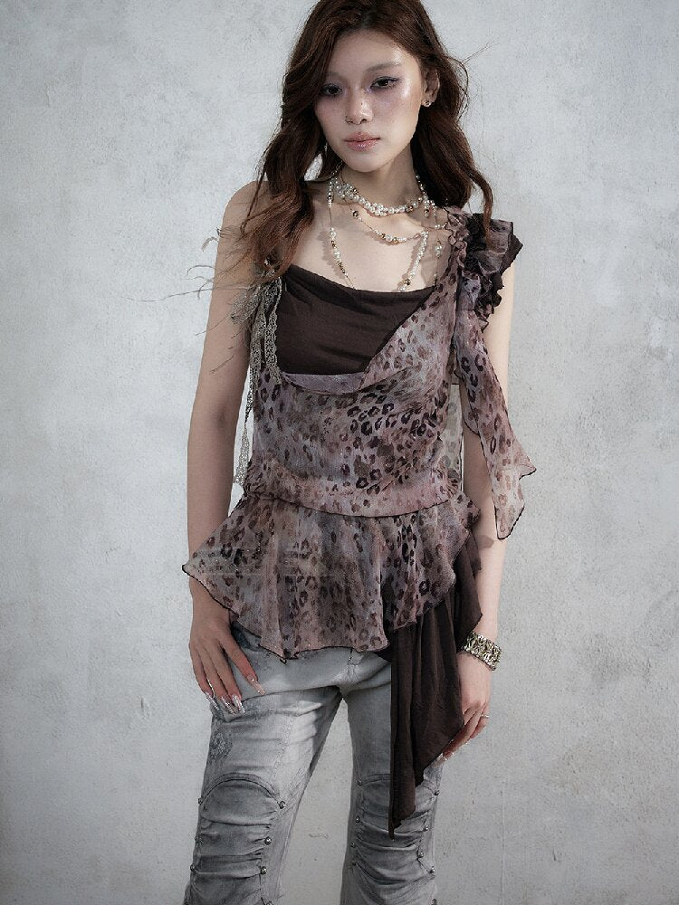 Vintage Leopard Patchwork Camisole【s0000017857】