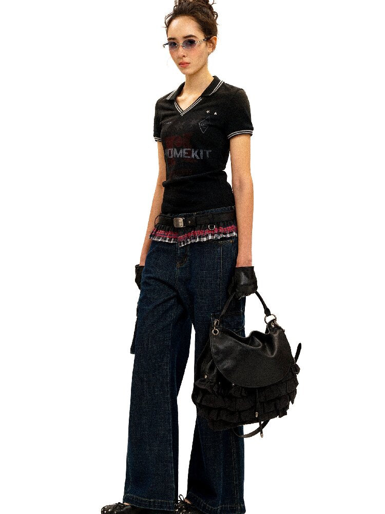 Polo Collar Pleated Skirt T-Shirt【s0000016421】