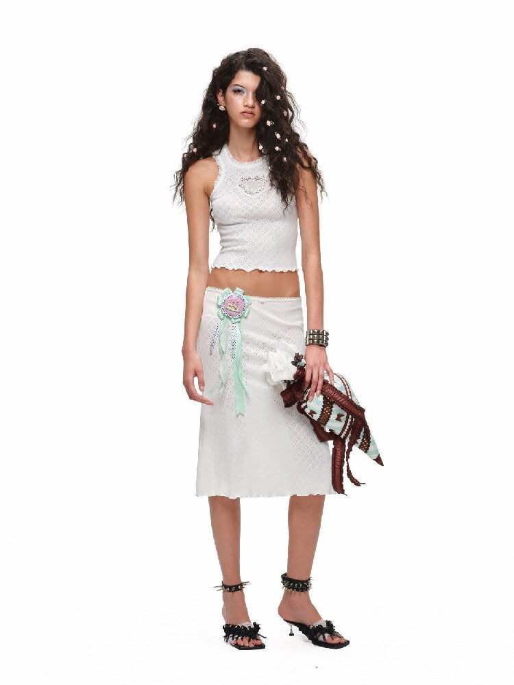 Jacquard Knitted Vest Midi Skirt【s0000016904】