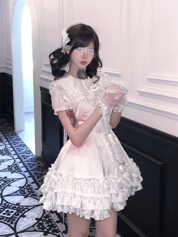 Satin Short Long Sleeve Skirt【s0000016389】