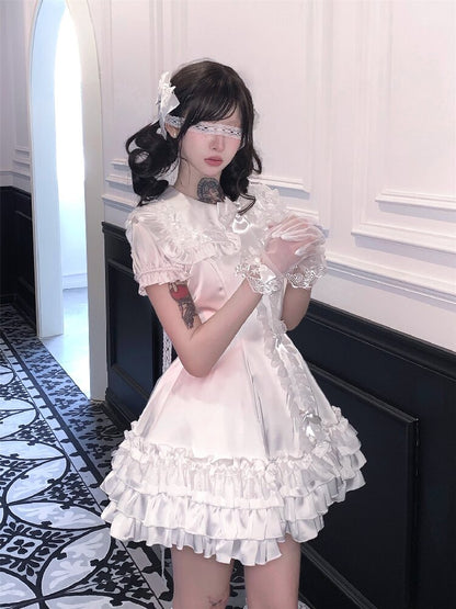 Satin Short Long Sleeve Skirt【s0000016389】