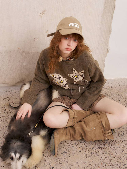 Unique Design Loose Long Sleeve Pullover【s0000014381】