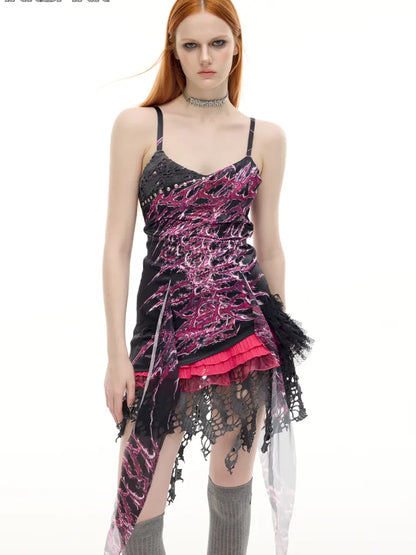 Punk-Chic Rock Y3K Digital Dress【s0000014007】
