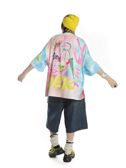 Dopamine Y2k Yabi Print T-shirt【s0000015890】