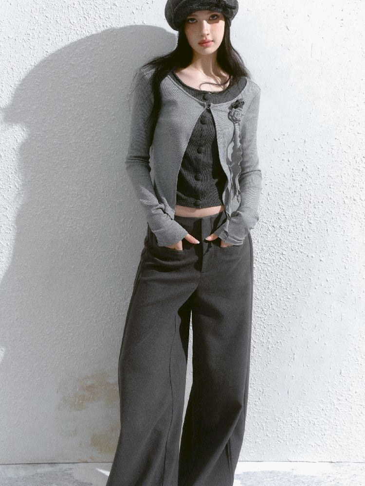Round neck wool knit cardigan【s0000012139】