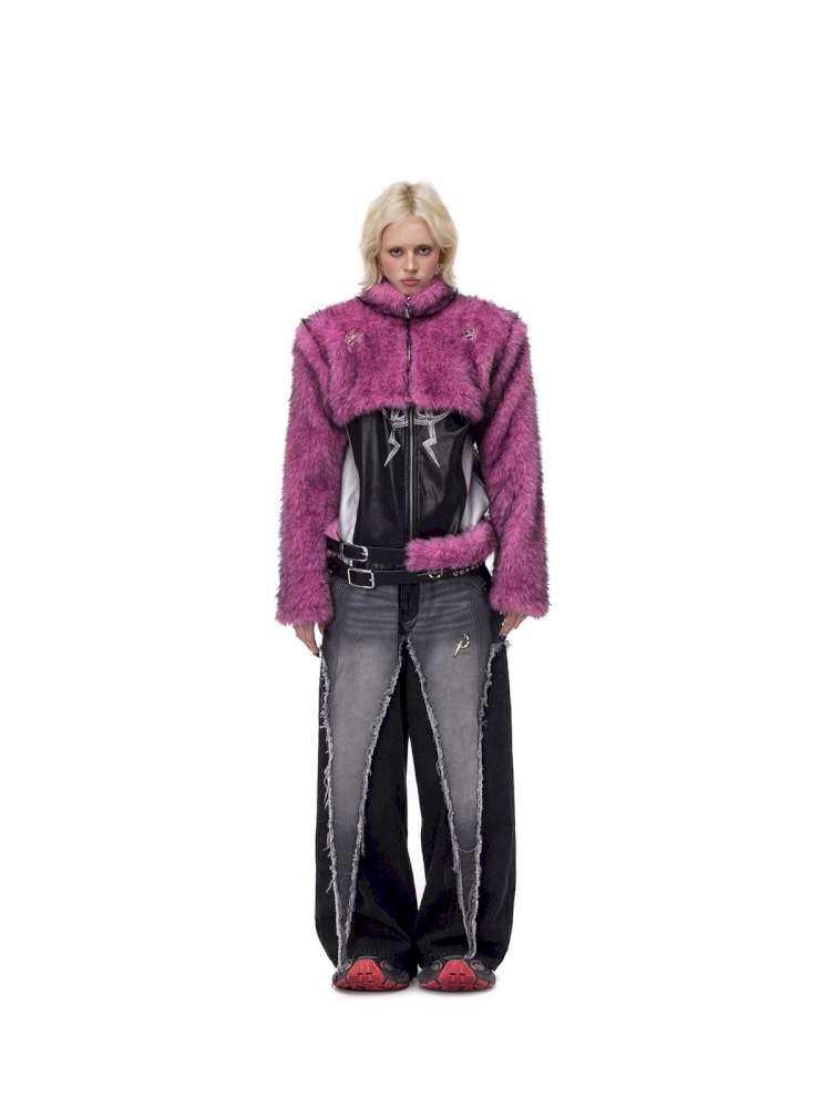 Gradient Fur Short Turtleneck Jacket【s0000015116】