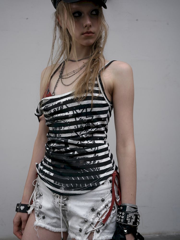 Printed Striped Camisole Tank Top【s0000012616】