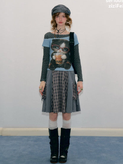 Vintage Plaid Patchwork Midi Skirt【s0000017871】