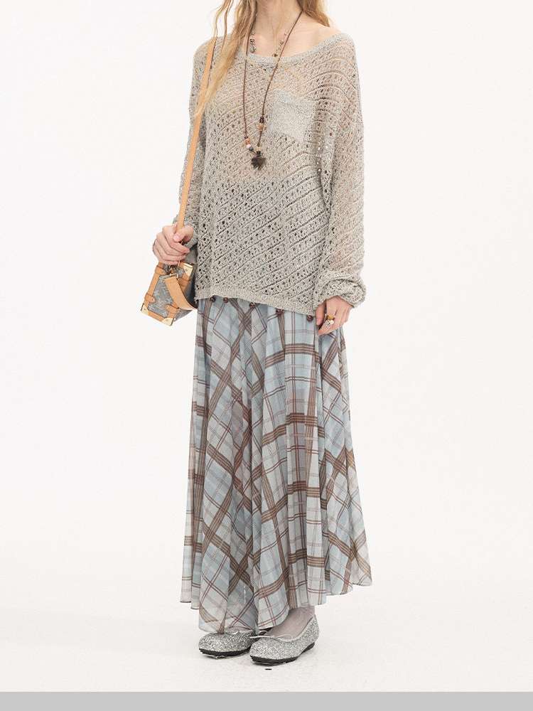 Diagonal Openwork Beaded Knitwear【s0000015405】