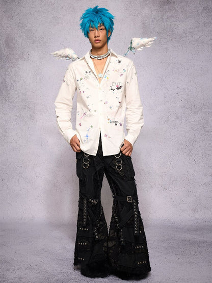 Plaid Floral Lace Angel Wing【s0000019133】