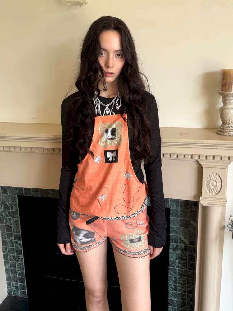 Bow orange stretch elastic shorts【s0000013519】