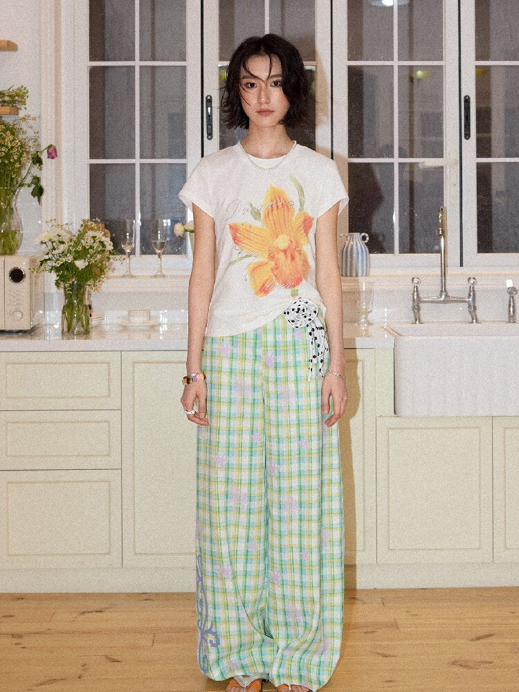 Plaid Print Loose Straight Pants【s0000016660】