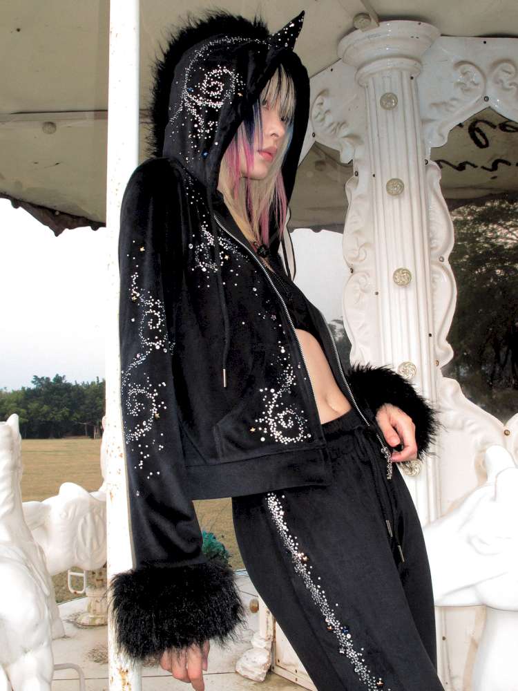 Horse Unicorn Velvet Diamond Coat【s0000015377】