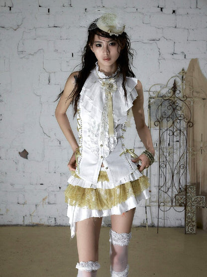 Medieval Ruffled Halter Camisole Top【s0000017235】