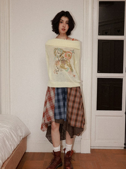 Elastic Plaid Irregular Spliced Skirt【s0000015462】