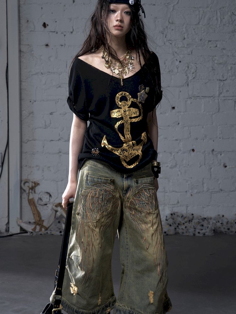 Large neckline loose-fitting T-shirt【s0000012799】