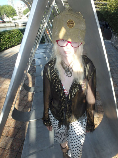 Metal antique bronze broken mesh cardigan【s0000013177】