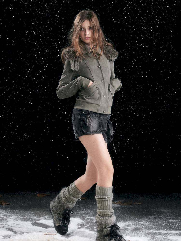 Fur Hood Vintage-Style Knit Jacket【s0000014426】