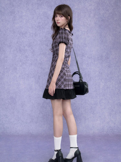 Purple Halter Halter Two Piece Dress【s0000017687】