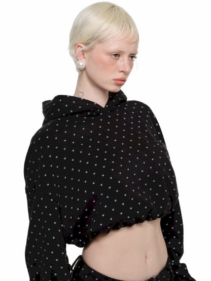 Cat's Paw Long Short Polka Dot Hooded Cardigan Sweatshirt Sweatpants Set【s0000011566】