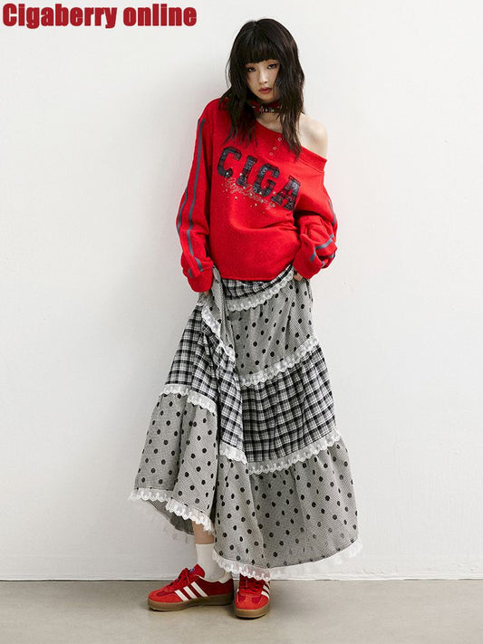 Large Hem A-line Long Half Skirt【s0000011420】