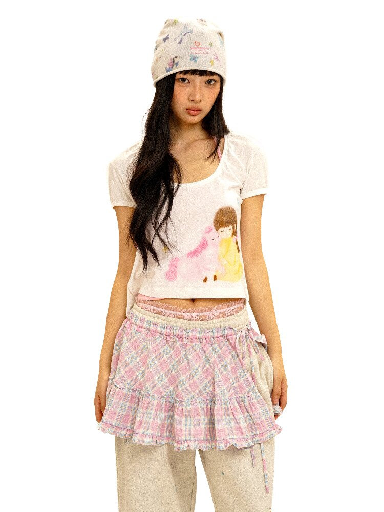 Girls Horse Print Short Sleeve T-shirt【s0000016102】