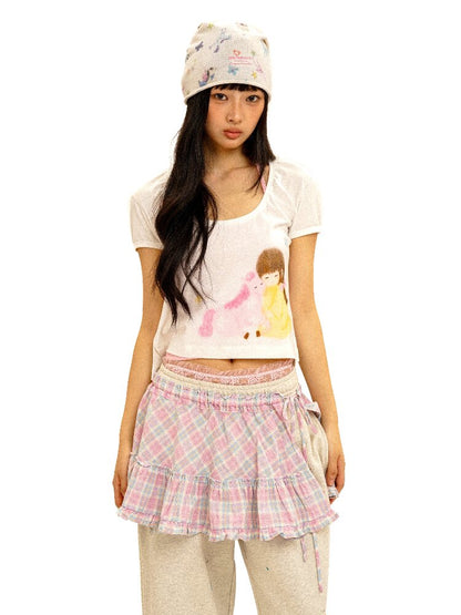 Girls Horse Print Short Sleeve T-shirt【s0000016102】