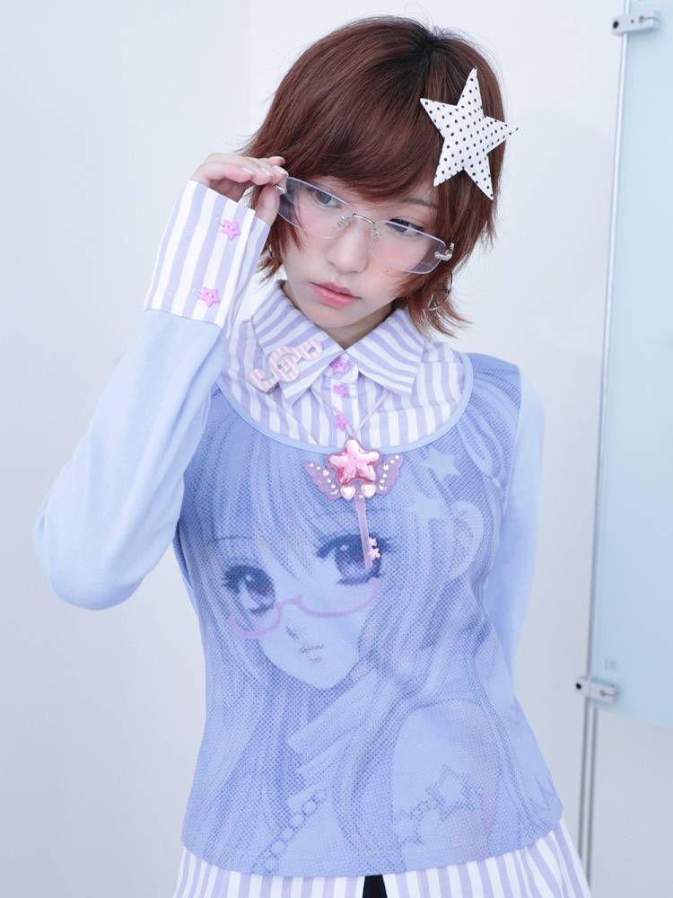 Cartoon-Style Two-Piece Long-Sleeve Shirt【s0000014447】