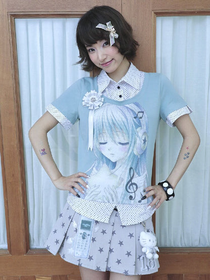 Comic Girl Fake Polka Dot Shirt【s0000016550】