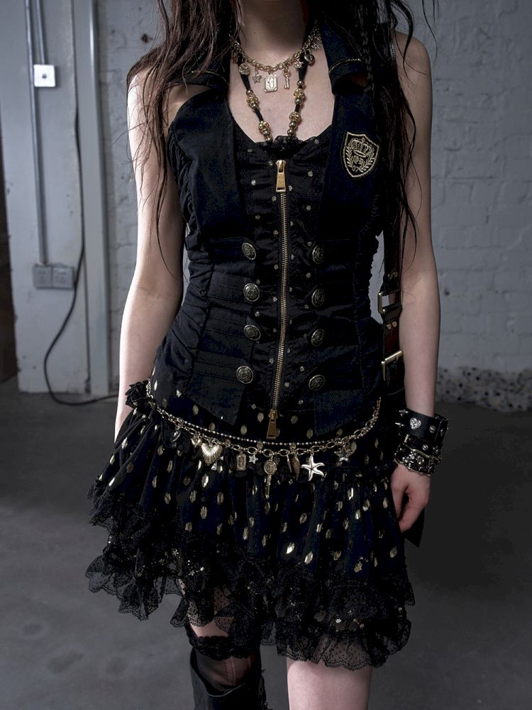 Slimming faux two-piece vest halter top【s0000012798】