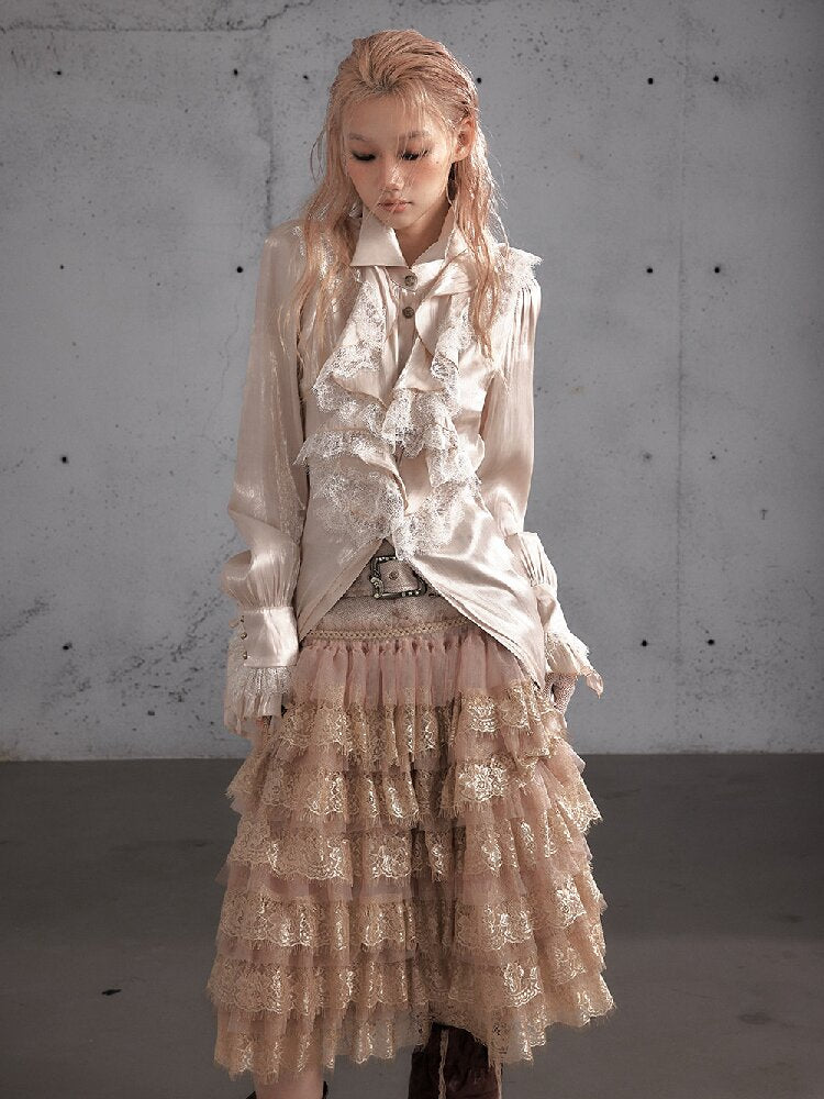 Lace Patchwork Tulle Cake Skirt【s0000019163】